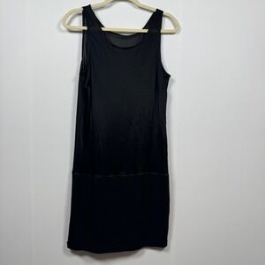Women M Black Sheer Panel Tank Shift Dress Sleeveless Fairy Goth Festival Edgy